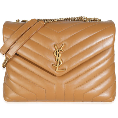 Dark Natural Calfskin Y Quilted Medium Loulou Chain Satchel