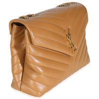 Dark Natural Calfskin Y Quilted Medium Loulou Chain Satchel