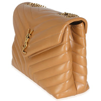 Dark Natural Calfskin Y Quilted Medium Loulou Chain Satchel