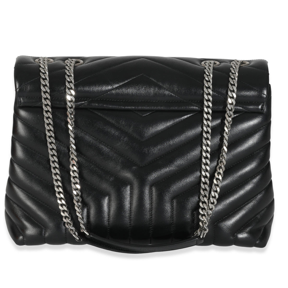 Black Calfskin Y Quilted Medium Loulou Chain Satchel