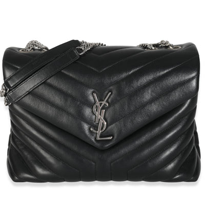 Black Calfskin Y Quilted Medium Loulou Chain Satchel