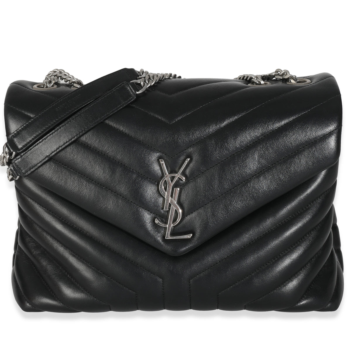 Black Calfskin Y Quilted Medium Loulou Chain Satchel
