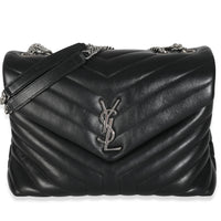 Black Calfskin Y Quilted Medium Loulou Chain Satchel