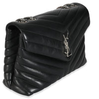 Black Calfskin Y Quilted Medium Loulou Chain Satchel