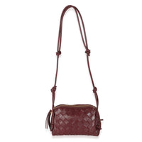 Wine Intrecciato Nappa Leather Pouch