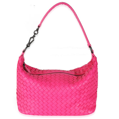 Hot Pink Nappa Intrecciato Small Shoulder Bag