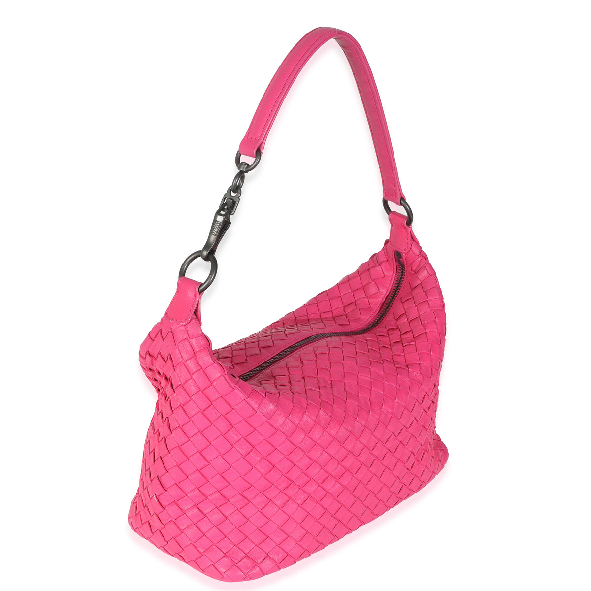 Hot Pink Nappa Intrecciato Small Shoulder Bag