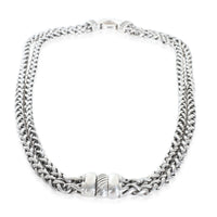 Sterling Silver Diamond Double Wheat Necklace