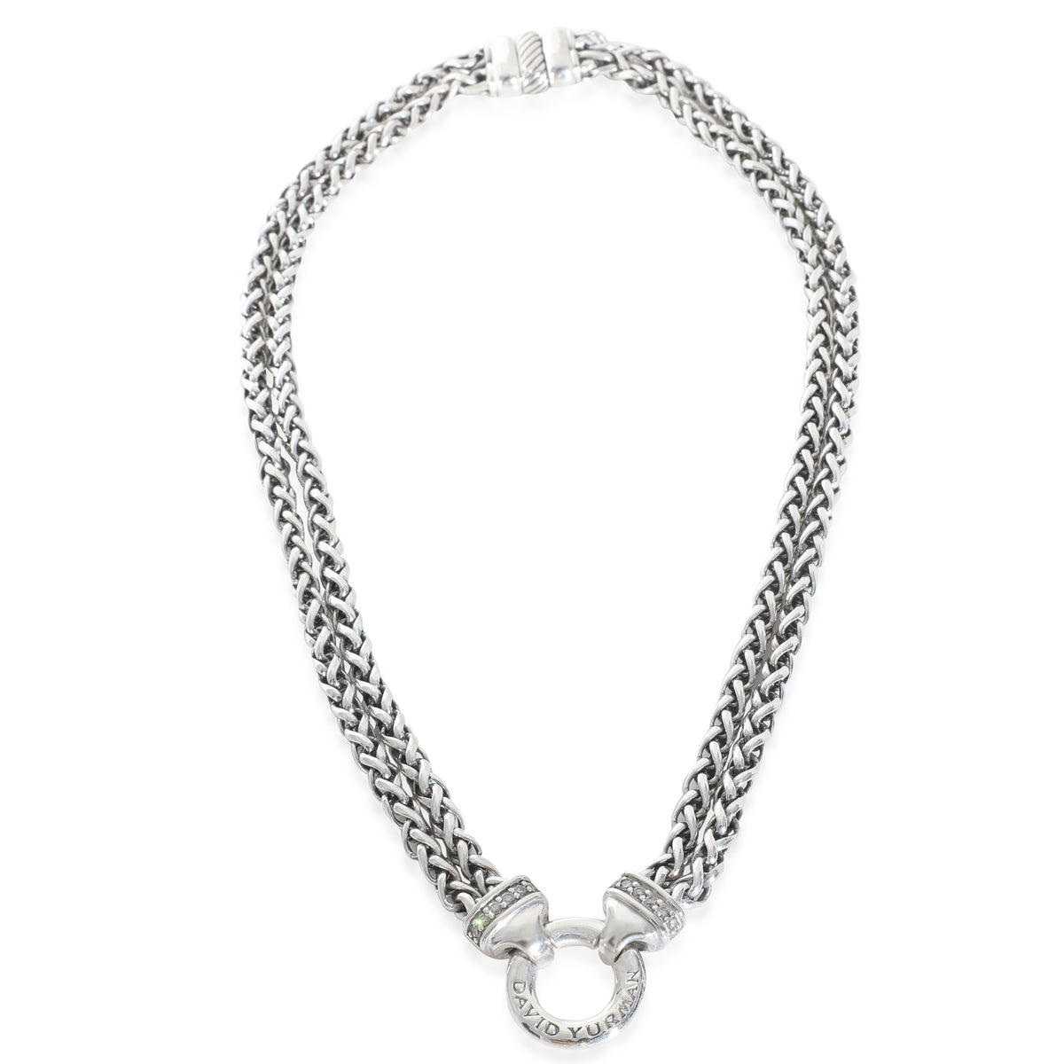 Sterling Silver Diamond Double Wheat Necklace