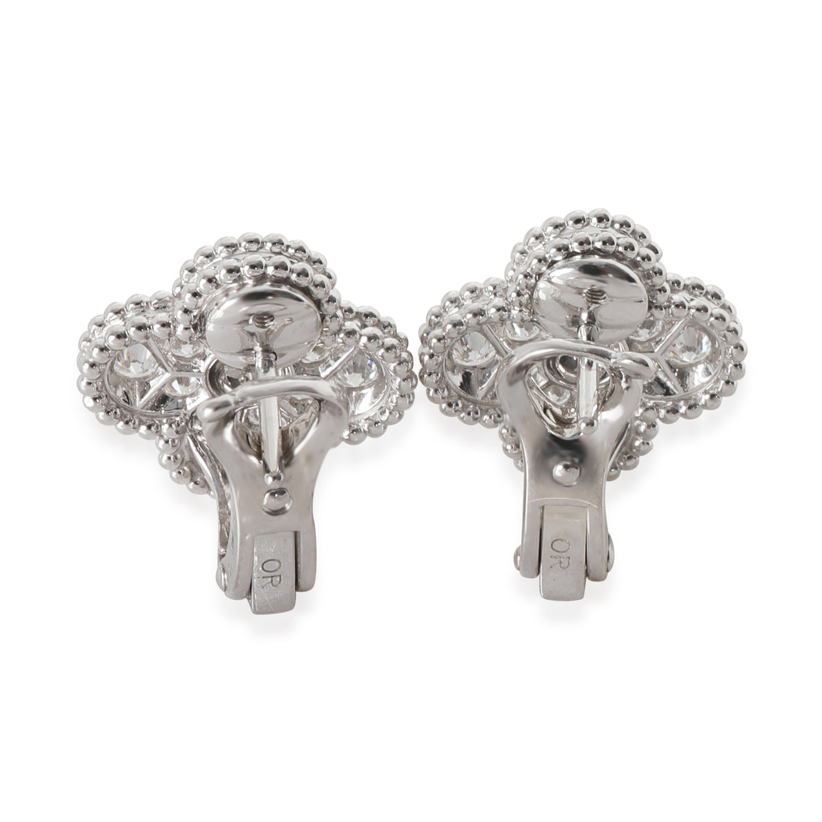 White Gold Diamond Vintage Alhambra Earrings