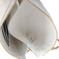 White Shiny Crumpled Quilted Calfskin Clutch Bag