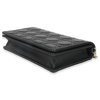 Black Lambskin Cannage Wallet On Chain