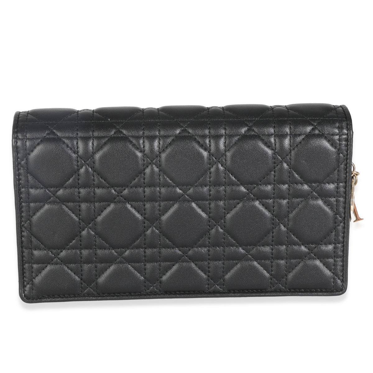 Black Lambskin Cannage Wallet On Chain