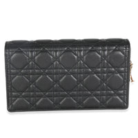 Black Lambskin Cannage Wallet On Chain