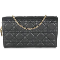 Black Lambskin Cannage Wallet On Chain