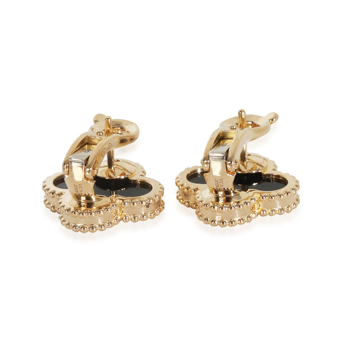 Yellow Gold Onyx Vintage Alhambra Earrings