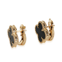 Yellow Gold Onyx Vintage Alhambra Earrings