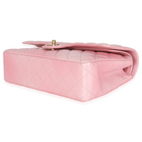 Pink Ombre Metallic Quilted Goatskin Medium Double Flap Bag