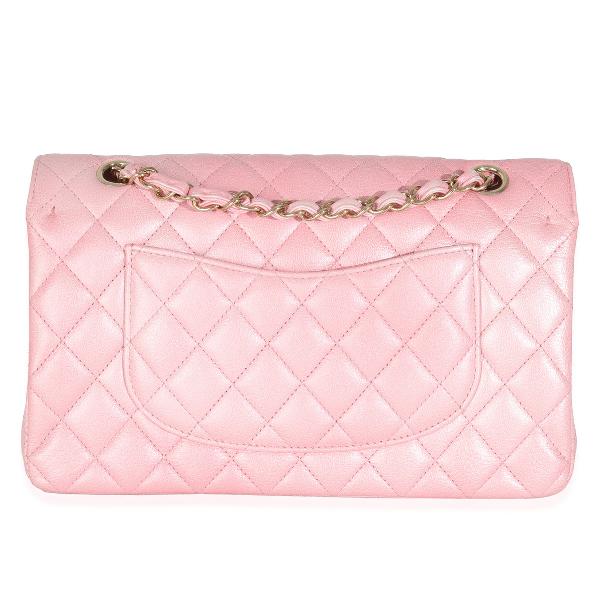 Pink Ombre Metallic Quilted Goatskin Medium Double Flap Bag
