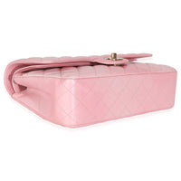 Pink Ombre Metallic Quilted Goatskin Medium Double Flap Bag