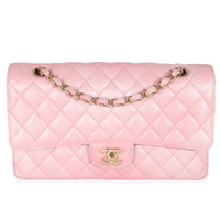 Pink Ombre Metallic Quilted Goatskin Medium Double Flap Bag