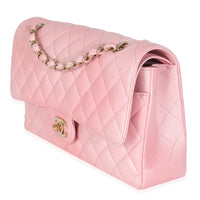 Pink Ombre Metallic Quilted Goatskin Medium Double Flap Bag