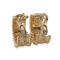 Yellow Gold Diamond Perlee Clovers Hoop Earrings