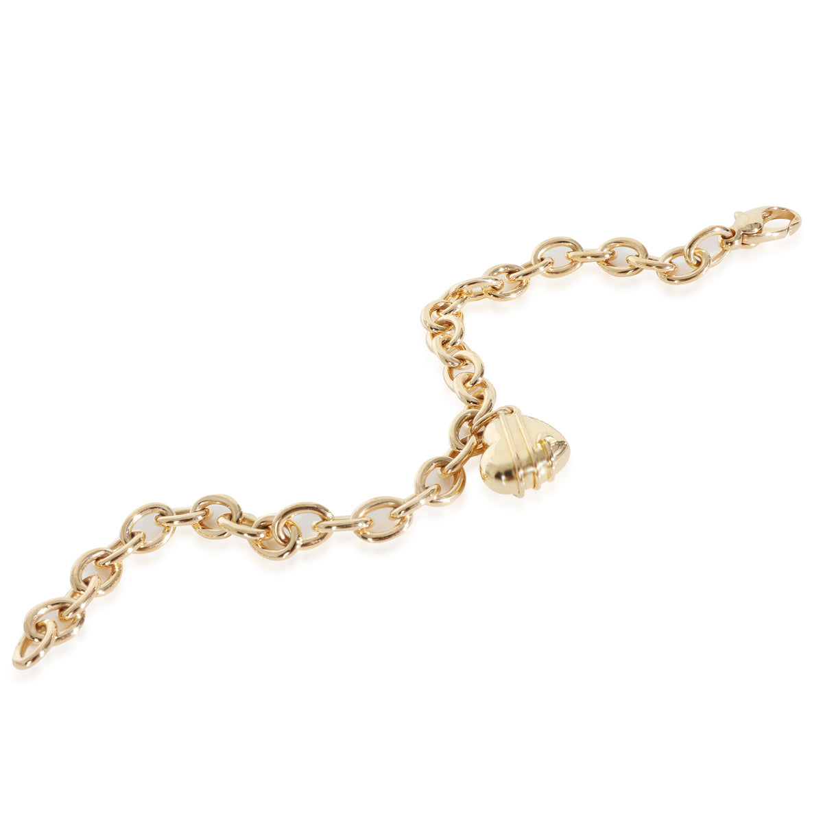 Yellow Gold  Vintage Cupids Arrow Heart Charm Bracelet