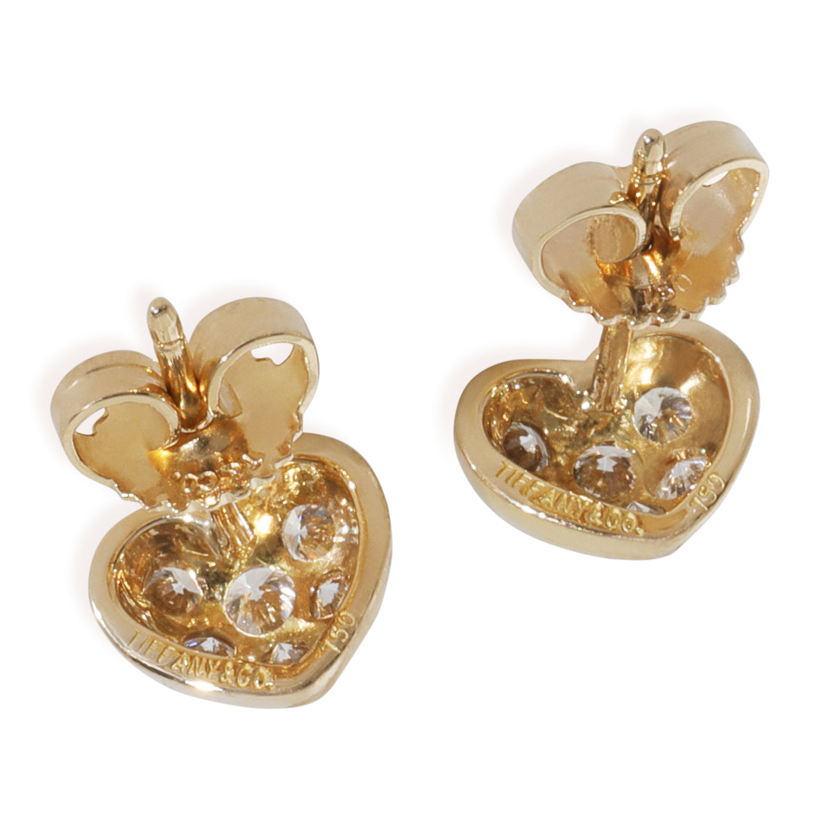 Yellow Gold Diamond Vintage Heart Earrings