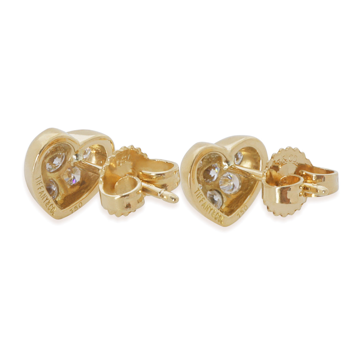 Yellow Gold Diamond Vintage Heart Earrings