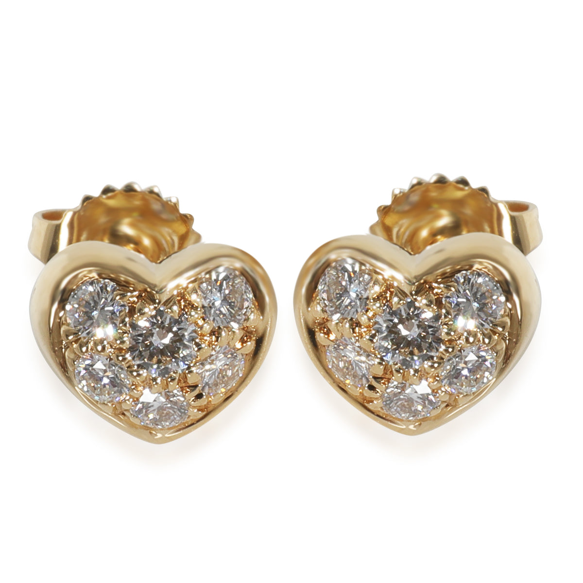 Yellow Gold Diamond Vintage Heart Earrings