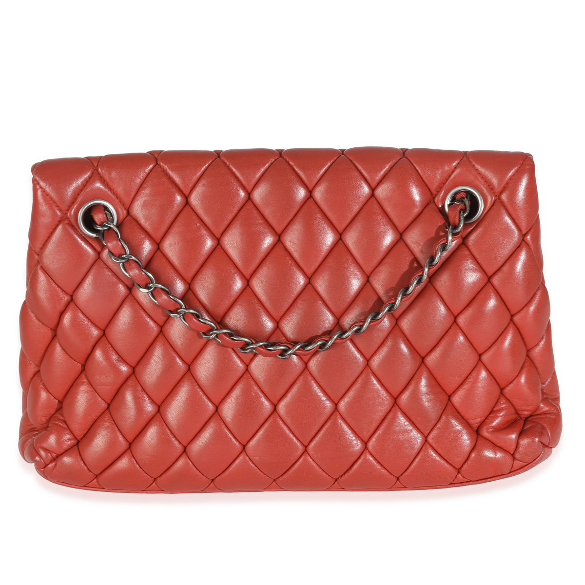 Red Lambskin Large New Bubble Flap Bag