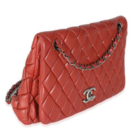 Red Lambskin Large New Bubble Flap Bag