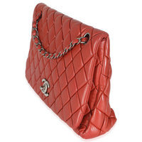 Red Lambskin Large New Bubble Flap Bag