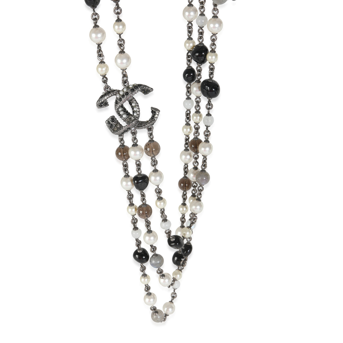 2015 Long CC Faux Pearl & Bead Necklace