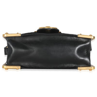 Black Antic Soft Saffiano Lions Head Cahier Shoulder Bag