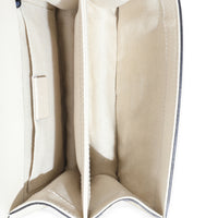 Mystic White Textured Calfskin Crystal Bamboo Web Mini Dionysus Top Handle