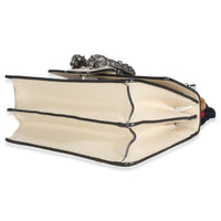 Mystic White Textured Calfskin Crystal Bamboo Web Mini Dionysus Top Handle