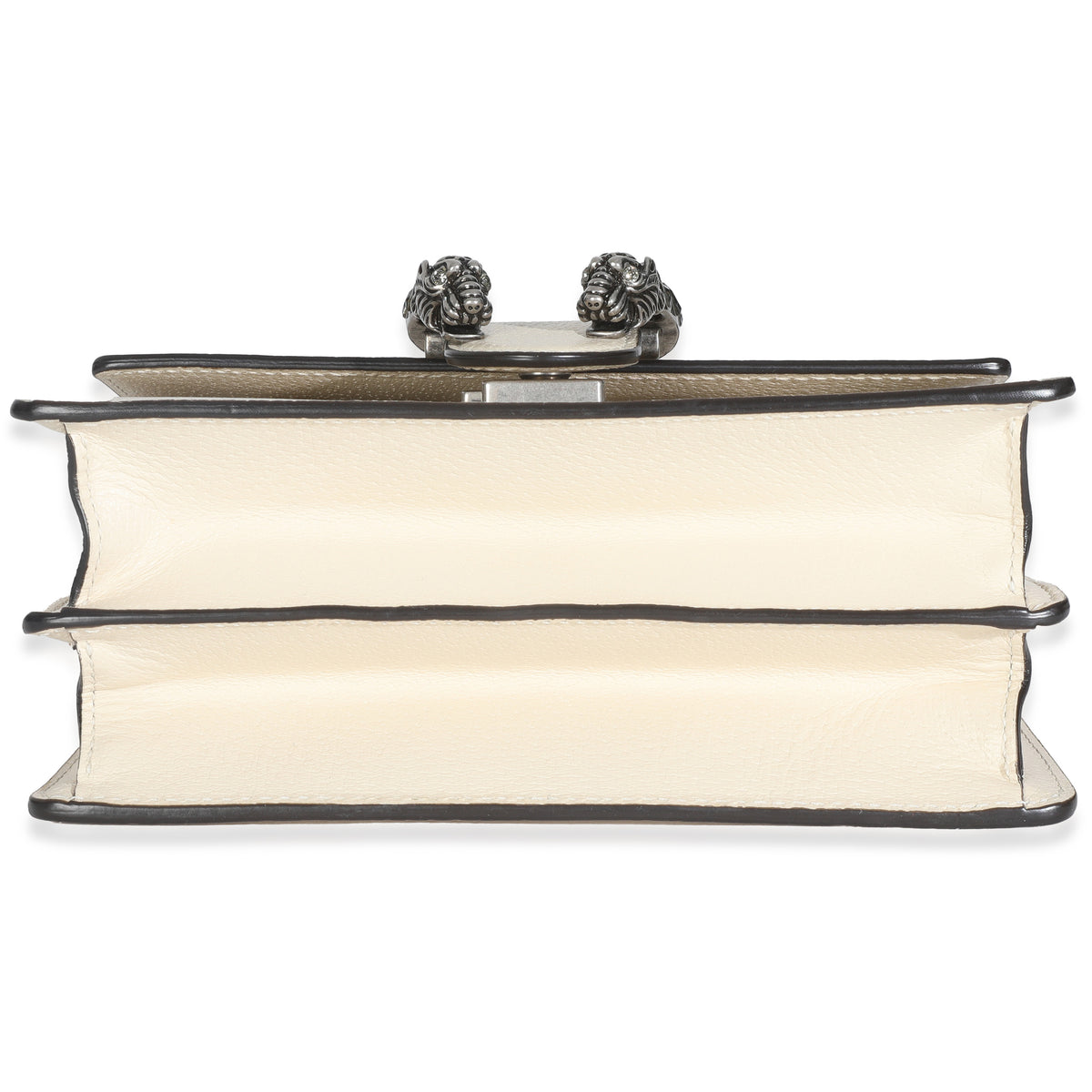 Mystic White Textured Calfskin Crystal Bamboo Web Mini Dionysus Top Handle