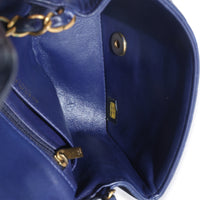 Navy Chevron Lambskin Mini Square Flap Bag