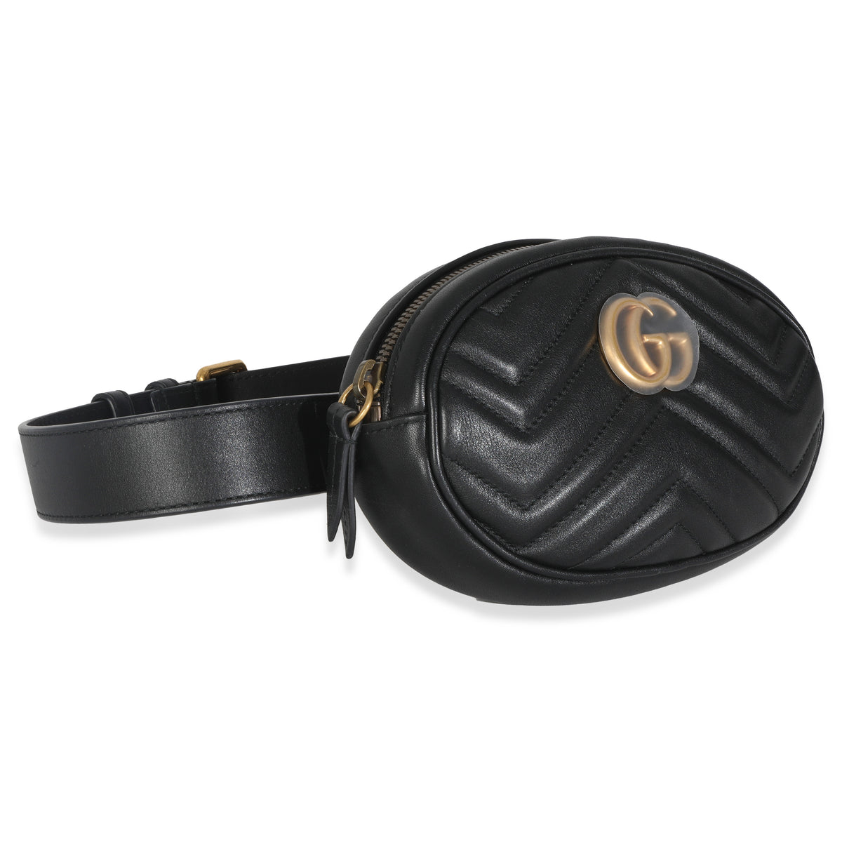 Black Matelasse Calfskin GG Marmont Belt Bag