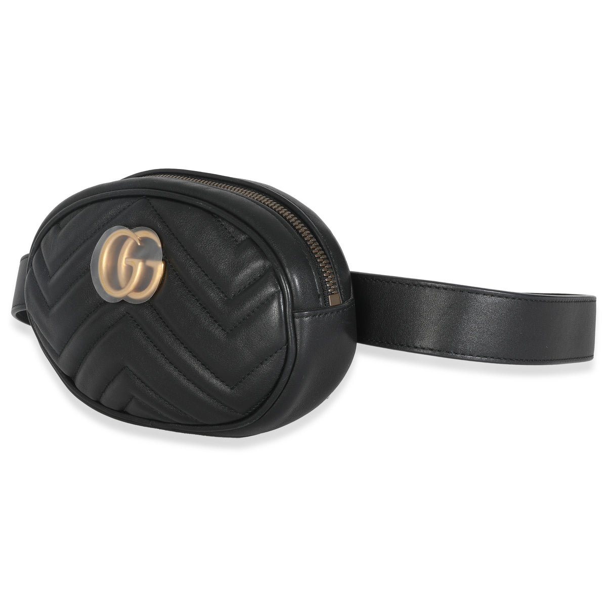 Black Matelasse Calfskin GG Marmont Belt Bag