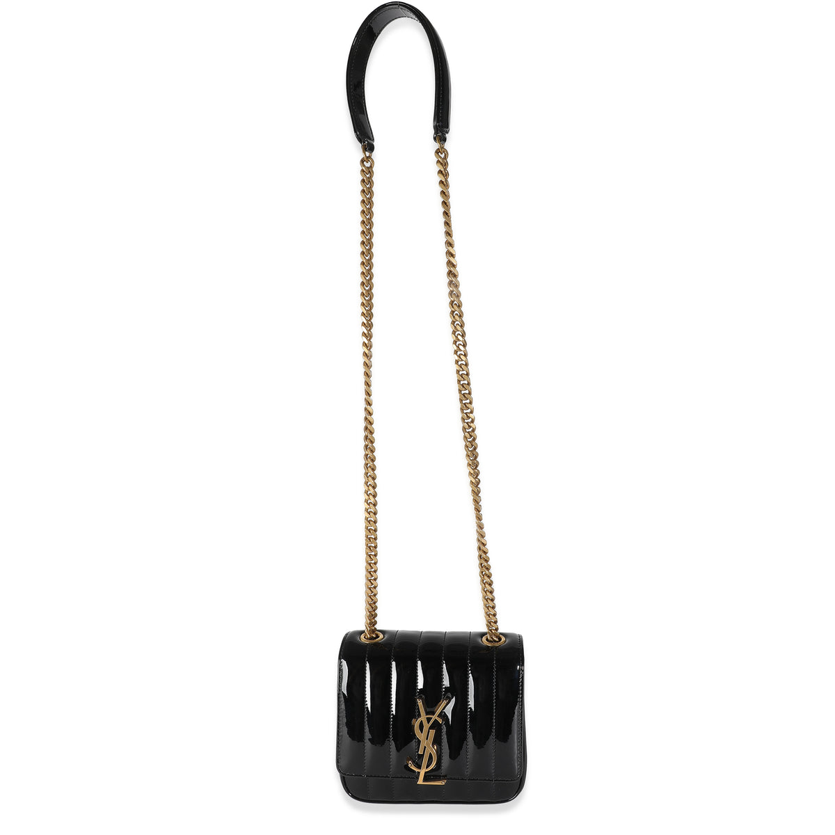 Black Patent Small Vicky Chain Bag