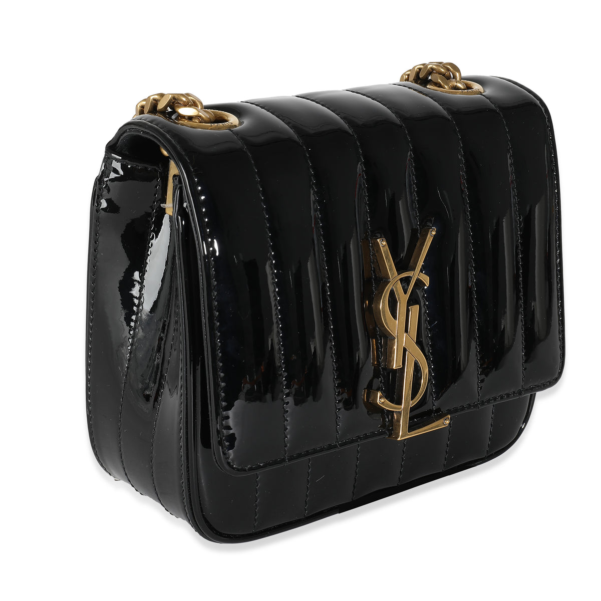 Black Patent Small Vicky Chain Bag