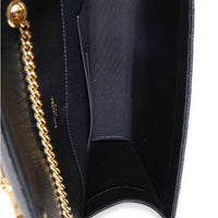 Black Grain De Poudre Mixed Triquilt Small Monogram Envelope Flap