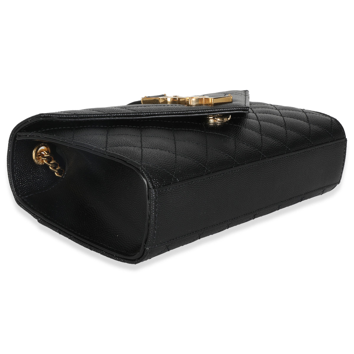 Black Grain De Poudre Mixed Triquilt Small Monogram Envelope Flap