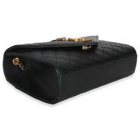 Black Grain De Poudre Mixed Triquilt Small Monogram Envelope Flap