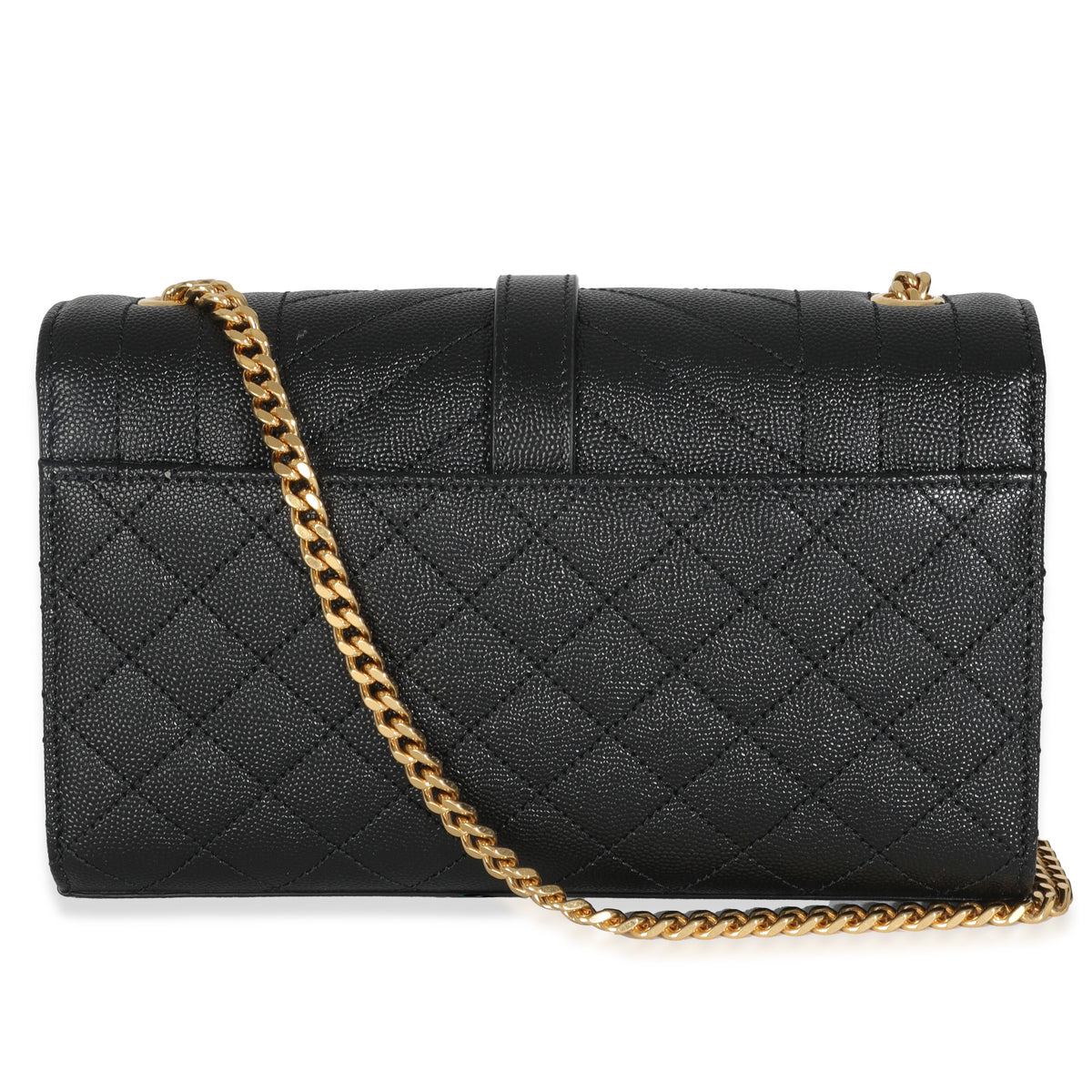 Black Grain De Poudre Mixed Triquilt Small Monogram Envelope Flap