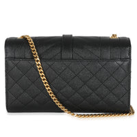 Black Grain De Poudre Mixed Triquilt Small Monogram Envelope Flap