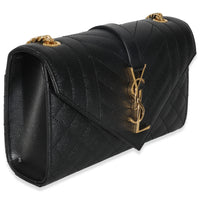 Black Grain De Poudre Mixed Triquilt Small Monogram Envelope Flap